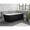 Mexen Silo freestanding corner bathtub right fluted 170 x 80 cm, white/black, chrome overflow - 52891708075P-01