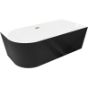 Mexen Silo freestanding corner bathtub right fluted 170 x 80 cm, white/black, gold overflow - 52891708075P-50