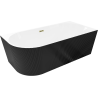 Mexen Silo freestanding corner right ribbed bathtub 170 x 80 cm, white/black, gold overflow - 52891708075P-50