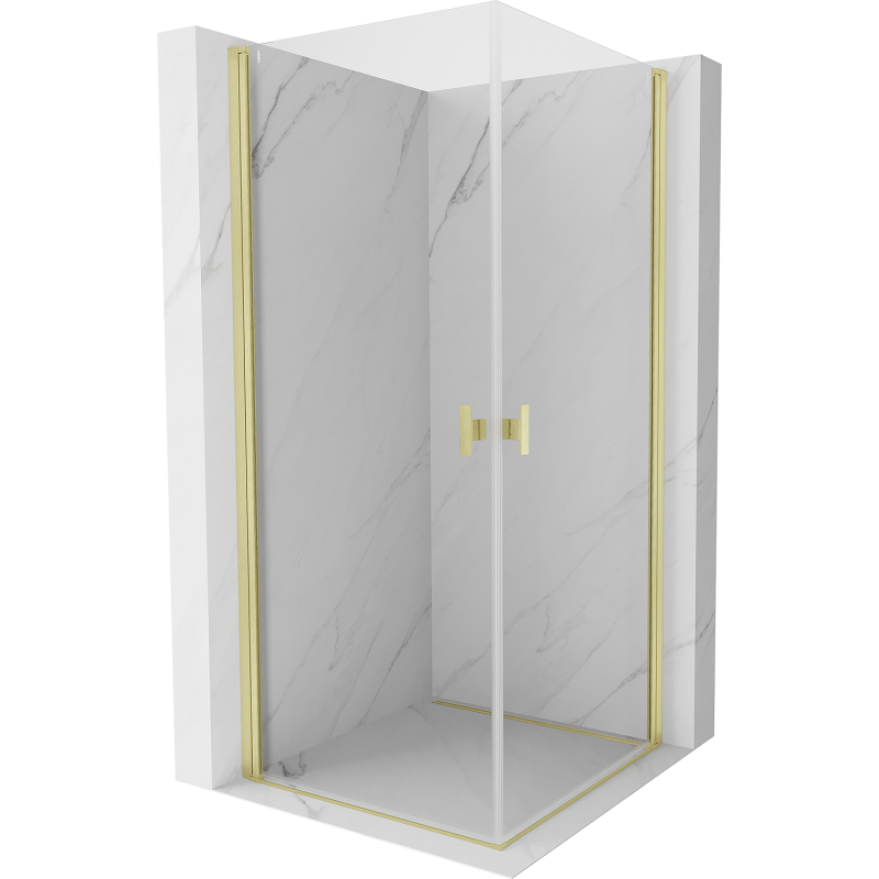 Mexen Mist-B Duo Hinged Shower Enclosure 70 x 70 cm, Transparent, Brushed Gold - 8A2-070-070-55-00