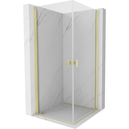 Mexen Mist-B Duo Hinged Shower Enclosure 70 x 70 cm, Transparent, Brushed Gold - 8A2-070-070-55-00