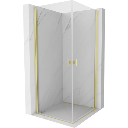 Mexen Mist-B Duo shower enclosure swinging 70 x 70 cm, transparent, gold brushed - 8A2-070-070-55-00