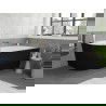 Mexen Silo freestanding corner right ribbed bathtub 170 x 80 cm, white/black, brushed gold overflow - 52891708075P-55