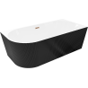 Mexen Silo freestanding corner right grooved bathtub 170 x 80 cm, white/black, pink gold overflow - 52891708075P-60
