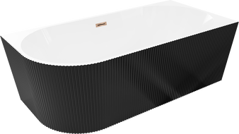 Mexen Silo free-standing corner right riffled bathtub 170 x 80 cm, white/black, overflow rose gold - 52891708075P-60