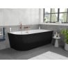 Mexen Silo freestanding corner right ribbed bathtub 170 x 80 cm, white/black, brushed copper overflow - 52891708075P-65