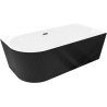 Mexen Silo freestanding corner bathtub right ribbed 170 x 80 cm, white/black, brushed gun gray overflow - 52891708075P-66