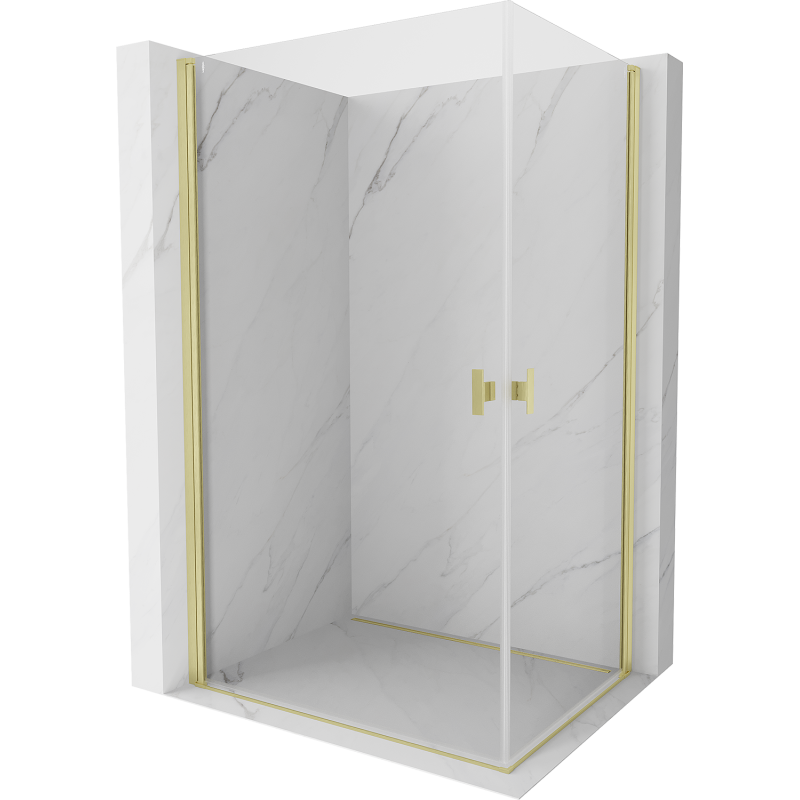 Mexen Mist-B Duo hinged shower enclosure 80 x 75 cm, transparent, brushed gold - 8A2-080-075-55-00