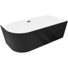 Mexen Silo freestanding corner bathtub right ribbed 170 x 80 cm, white/black, black overflow - 52891708075P-70