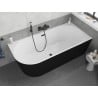 Mexen Silo freestanding corner bathtub right grooved 170 x 80 cm, white/black, black overflow - 52891708075P-70