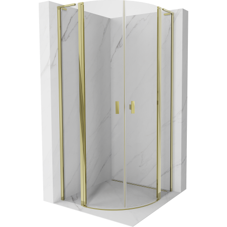 Mexen Mist L semi-circular shower cabin with hinged door 80 x 80 cm, transparent, gold - 8A32L-080-080-50-00