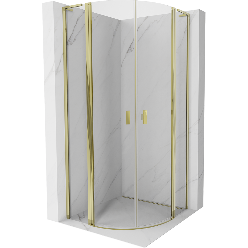 Mexen Mist L semicircular shower enclosure hinged 90 x 90 cm, transparent, gold - 8A32L-090-090-50-00