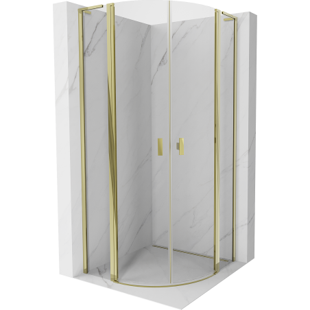 Mexen Mist L semi-circular shower enclosure with hinged door 100 x 100 cm, transparent, gold - 8A32L-100-100-50-00