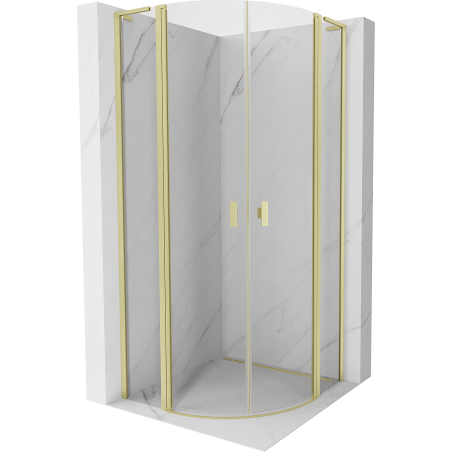 Mexen Mist L semi-circular shower enclosure 90 x 90 cm, transparent, brushed gold - 8A32L-090-090-55-00