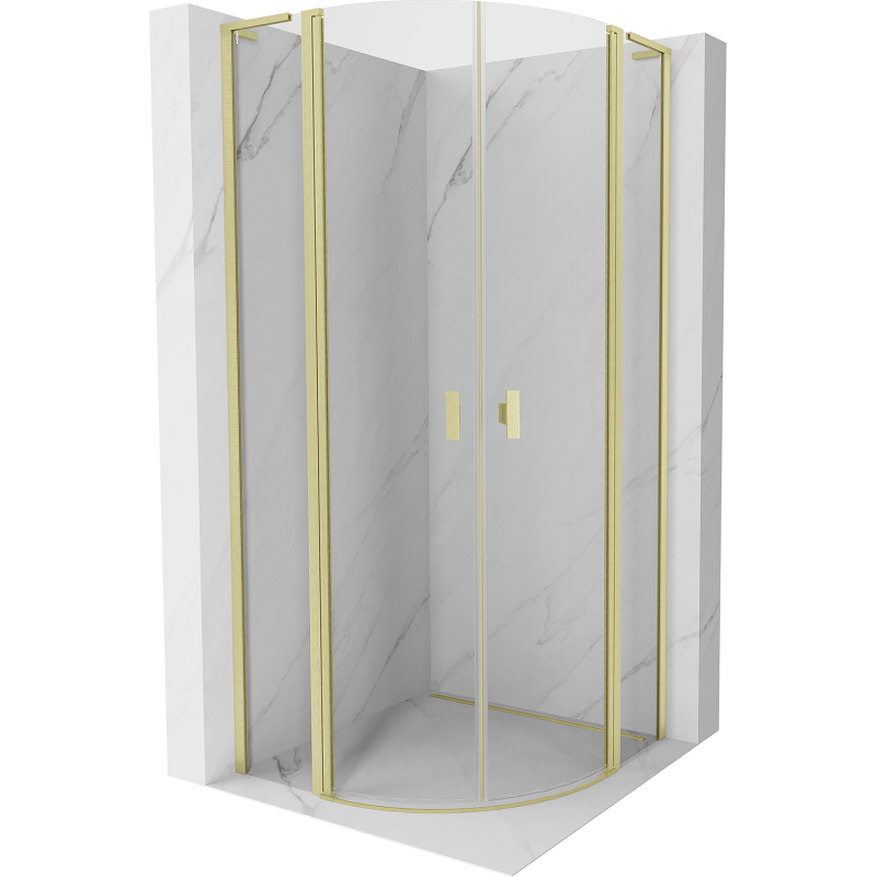 Mexen Mist L semicircular shower cabin hinged 100 x 100 cm, transparent, brushed gold - 8A32L-100-100-55-00