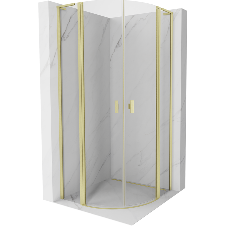 Mexen Mist L semicircular shower cabin hinged 100 x 100 cm, transparent, brushed gold - 8A32L-100-100-55-00