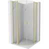 Mexen Mist L semicircular shower cabin hinged 100 x 100 cm, transparent, brushed gold - 8A32L-100-100-55-00