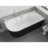 Mexen Silo freestanding corner right fluted bathtub 170 x 80 cm, white/black, brushed nickel overflow - 52891708075P-97