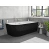 Mexen Silo freestanding corner right fluted bathtub 170 x 80 cm, white/black, brushed nickel overflow - 52891708075P-97