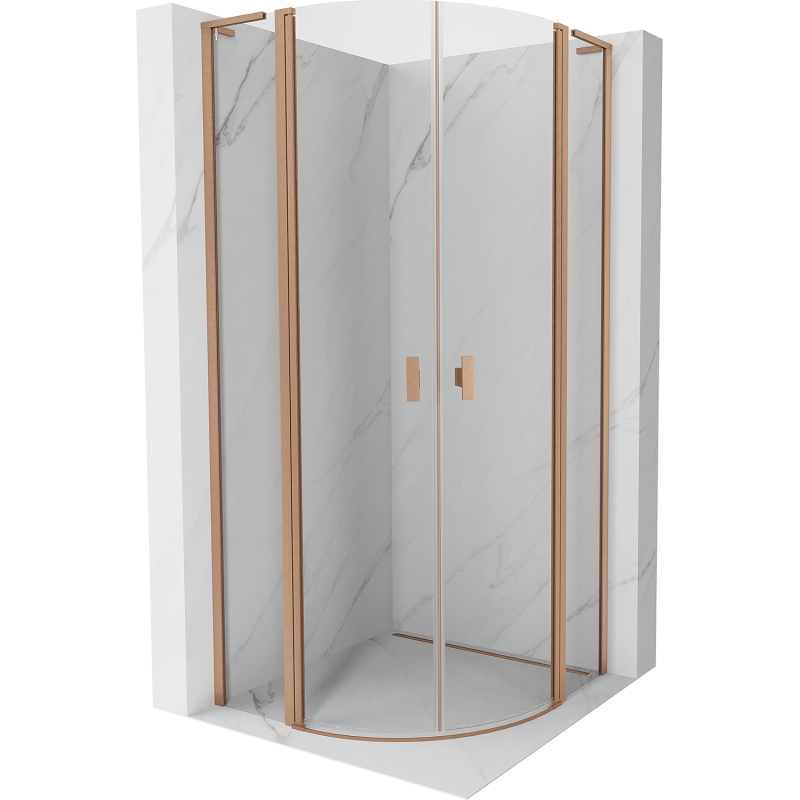 Mexen Mist L semicircular shower cabin hinged 90 x 90 cm, transparent, brushed copper - 8A32L-090-090-65-00