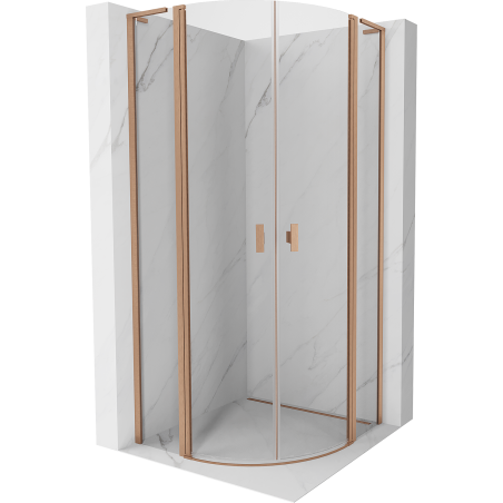 Mexen Mist L semicircular shower cabin hinged 90 x 90 cm, transparent, brushed copper - 8A32L-090-090-65-00