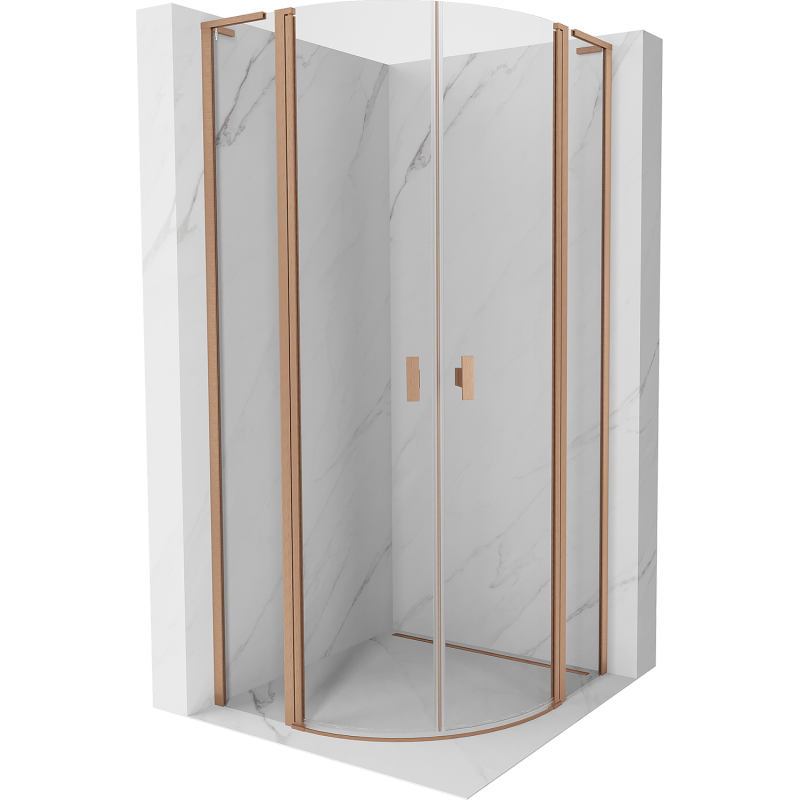 Mexen Mist L semi-circular shower enclosure hinged 100 x 100 cm, transparent, brushed copper - 8A32L-100-100-65-00