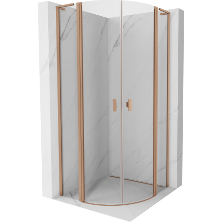 Mexen Mist L semi-circular shower enclosure hinged 100 x 100 cm, transparent, brushed copper - 8A32L-100-100-65-00