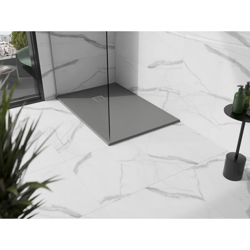 Mexen Stone+ rectangular composite shower tray 80 x 70 cm, gray-concrete - 44617080