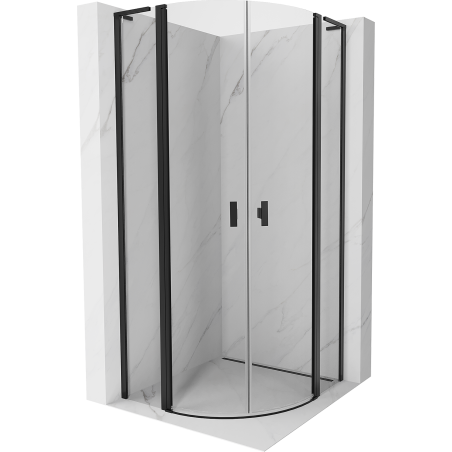 Mexen Mist L semi-circular hinged shower enclosure 90 x 90 cm, transparent, black - 8A32L-090-090-70-00
