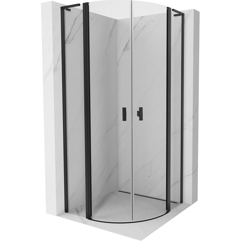 Mexen Mist L semi-circular hinged shower cabin 100 x 100 cm, transparent, black - 8A32L-100-100-70-00