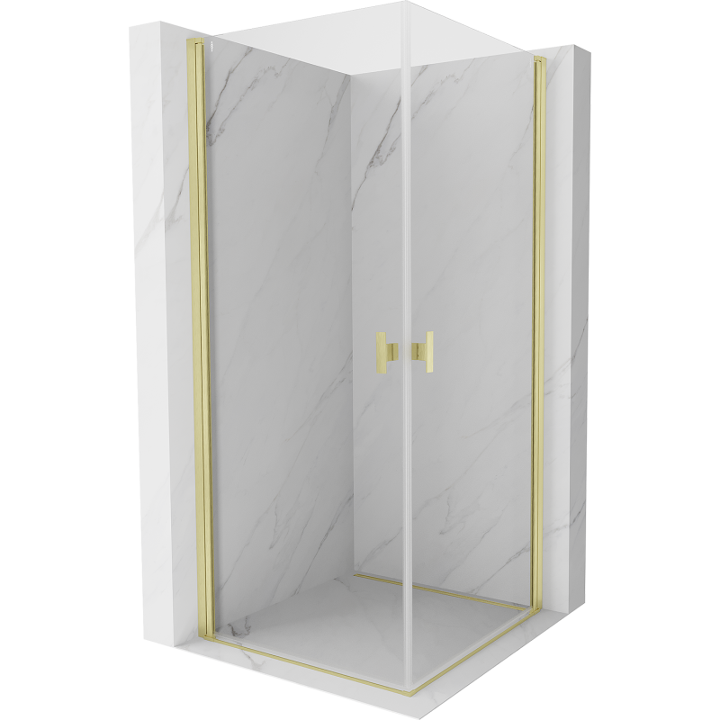 Mexen Mist-B Duo pivot shower enclosure 85 x 85 cm, transparent, brushed gold - 8A2-085-085-55-00