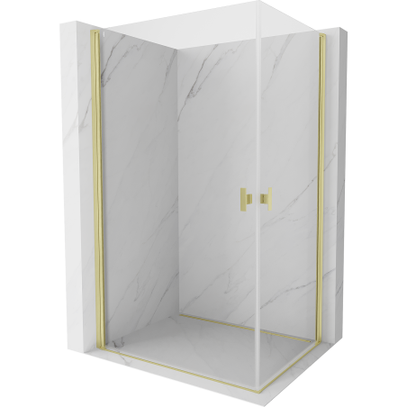 Mexen Mist-B Duo Hinged Shower Enclosure 95 x 90 cm, Transparent, Brushed Gold - 8A2-095-090-55-00