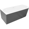 Mexen Silo freestanding corner left ribbed bathtub 150 x 75 cm, white/gray, white overflow - 52891507562L-20