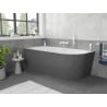 Mexen Silo freestanding corner left grooved bath 150 x 75 cm, white/grey, white overflow - 52891507562L-20