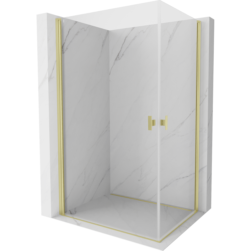 Mexen Mist-B Duo 100 x 95 cm Pivot Shower Enclosure, Transparent, Brushed Gold - 8A2-100-095-55-00