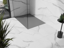 Mexen Stone+ rectangular composite shower tray 100 x 70 cm, Grey-Concrete - 44617010