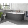 Mexen Silo freestanding corner left ribbed bathtub 150 x 75 cm, white/gray, rose gold overflow - 52891507562L-60