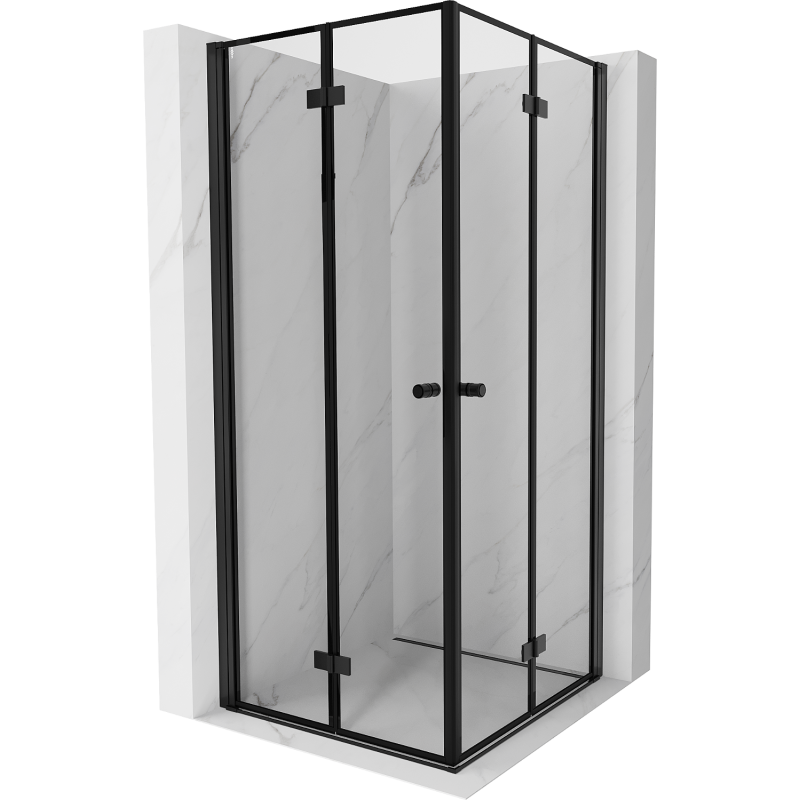 Mexen Mist-F Duo Foldable Shower Cabin 85 x 85 cm, Black Frame, Black - 8A6-085L-085P-70-70