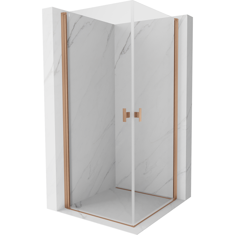 Mexen Mist-B Duo hinged shower enclosure 70 x 70 cm, transparent, brushed copper - 8A2-070-070-65-00