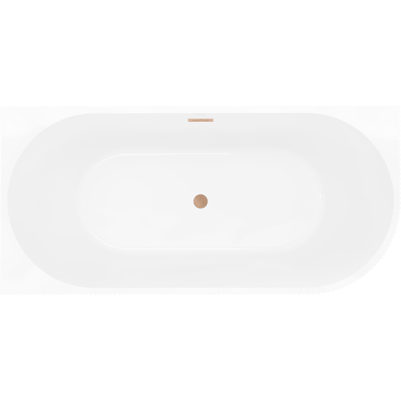 Mexen Silo freestanding corner left fluted bathtub 150 x 75 cm, white/grey, brushed copper overflow - 52891507562L-65