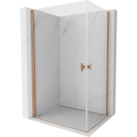 Mexen Mist-B Duo shower enclosure pivot 75 x 70 cm, transparent, brushed copper - 8A2-075-070-65-00