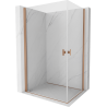 Mexen Mist-B Duo shower enclosure pivot 75 x 70 cm, transparent, brushed copper - 8A2-075-070-65-00
