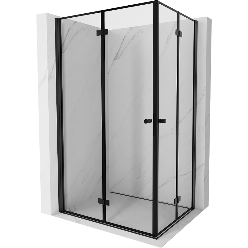 Mexen Mist-F Duo folding shower cabin left 110 x 85 cm, black frame, black - 8A6-110L-085P-70-70