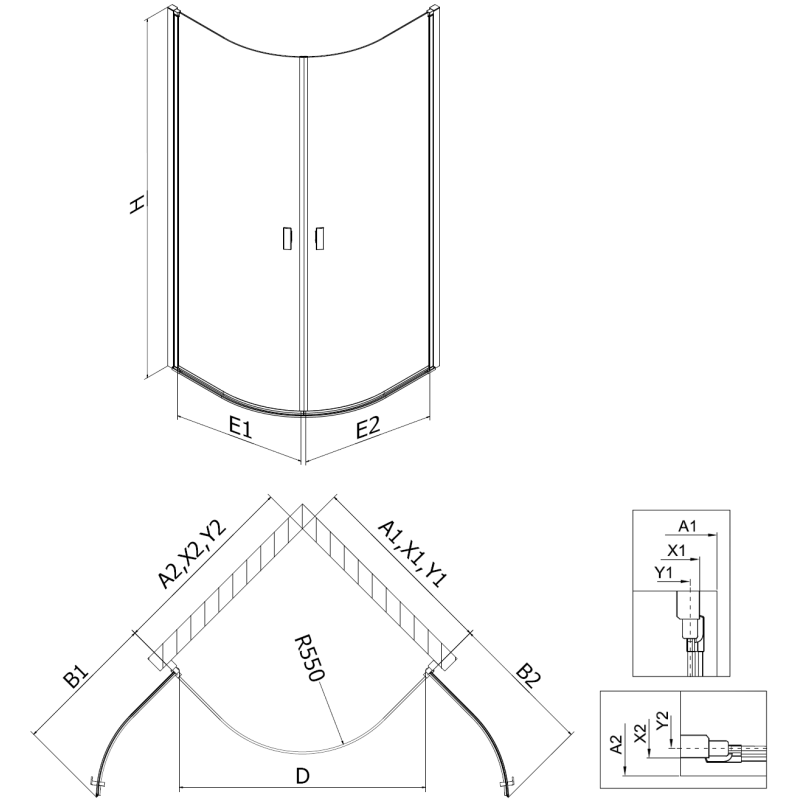 Mexen Mist semi-circular shower cabin with hinged door 90 x 90 cm, transparent, chrome - 8A31-090-090-01-00