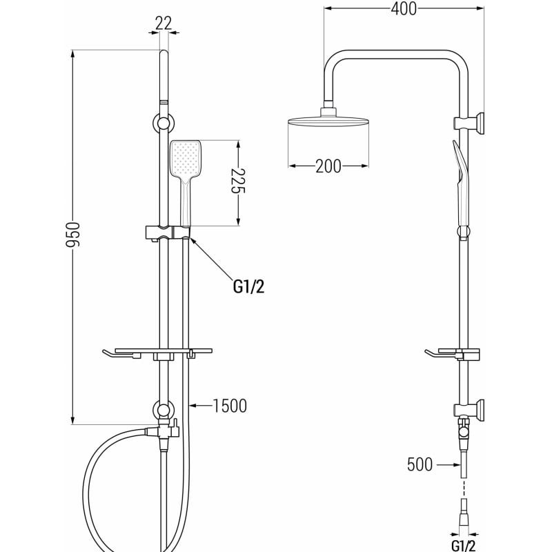 Mexen T62 shower column, brushed gun gray - 798626293-66