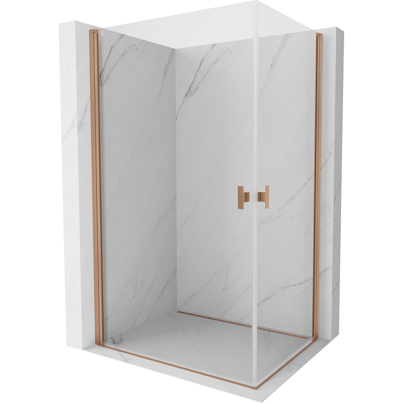 Mexen Mist-B Duo shower enclosure swing 85 x 70 cm, transparent, brushed copper - 8A2-085-070-65-00