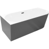 Mexen Silo freestanding corner left fluted bathtub 150 x 75 cm, white/gray, black overflow - 52891507562L-70