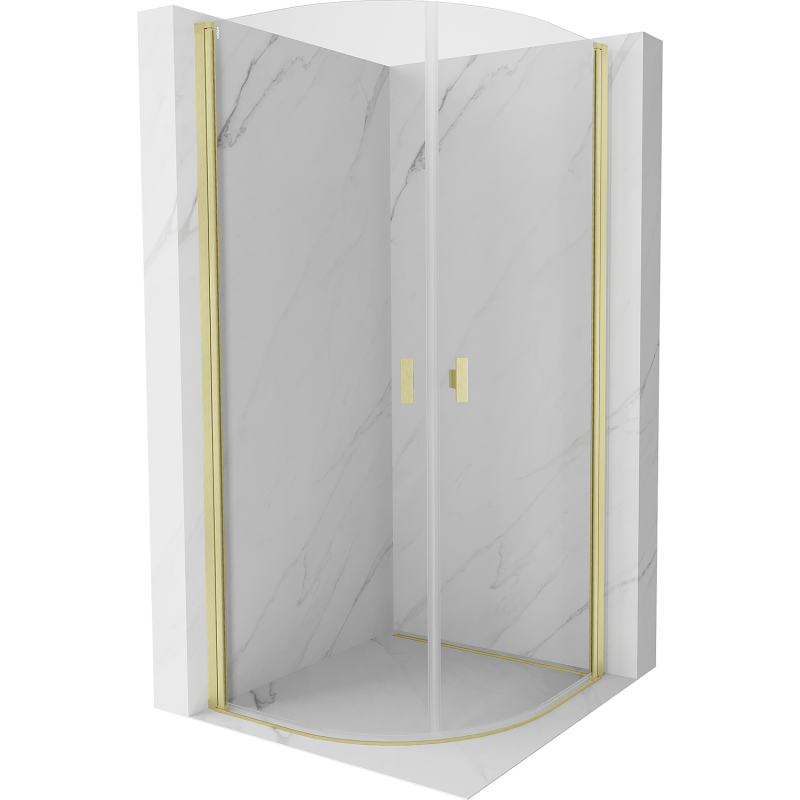 Mexen Mist semi-circular pivot shower cabin 90 x 90 cm, transparent, brushed gold - 8A31-090-090-55-00