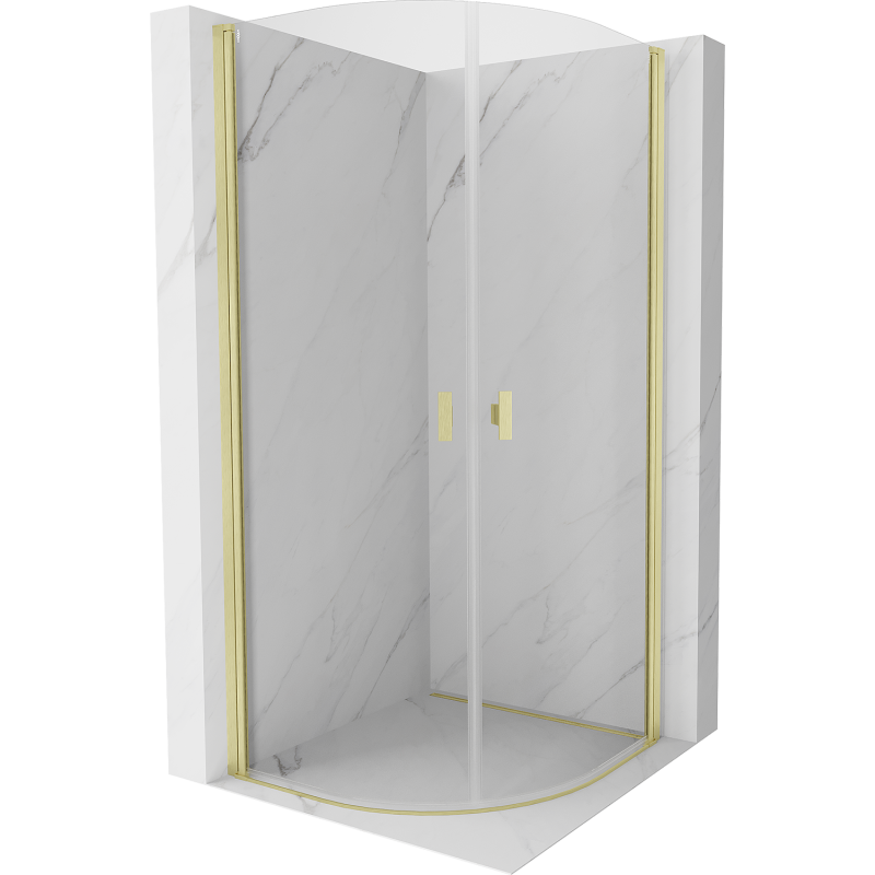 Mexen Mist semi-circular shower cubicle with hinged door 90 x 90 cm, transparent, brushed gold - 8A31-090-090-55-00