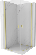 Mexen Mist semi-circular shower cubicle with hinged door 90 x 90 cm, transparent, brushed gold - 8A31-090-090-55-00